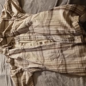 Men's Short Sleeve Button Up Shirt XL Dickies Light Brown And Tan